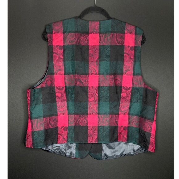 Pendleton Vintage Women's 1990s Plaid Vest 100% Wool Holiday Plaid and Paisley - Picture 2 of 7